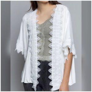 Boho Style Lace Panel Kimono Cardigan